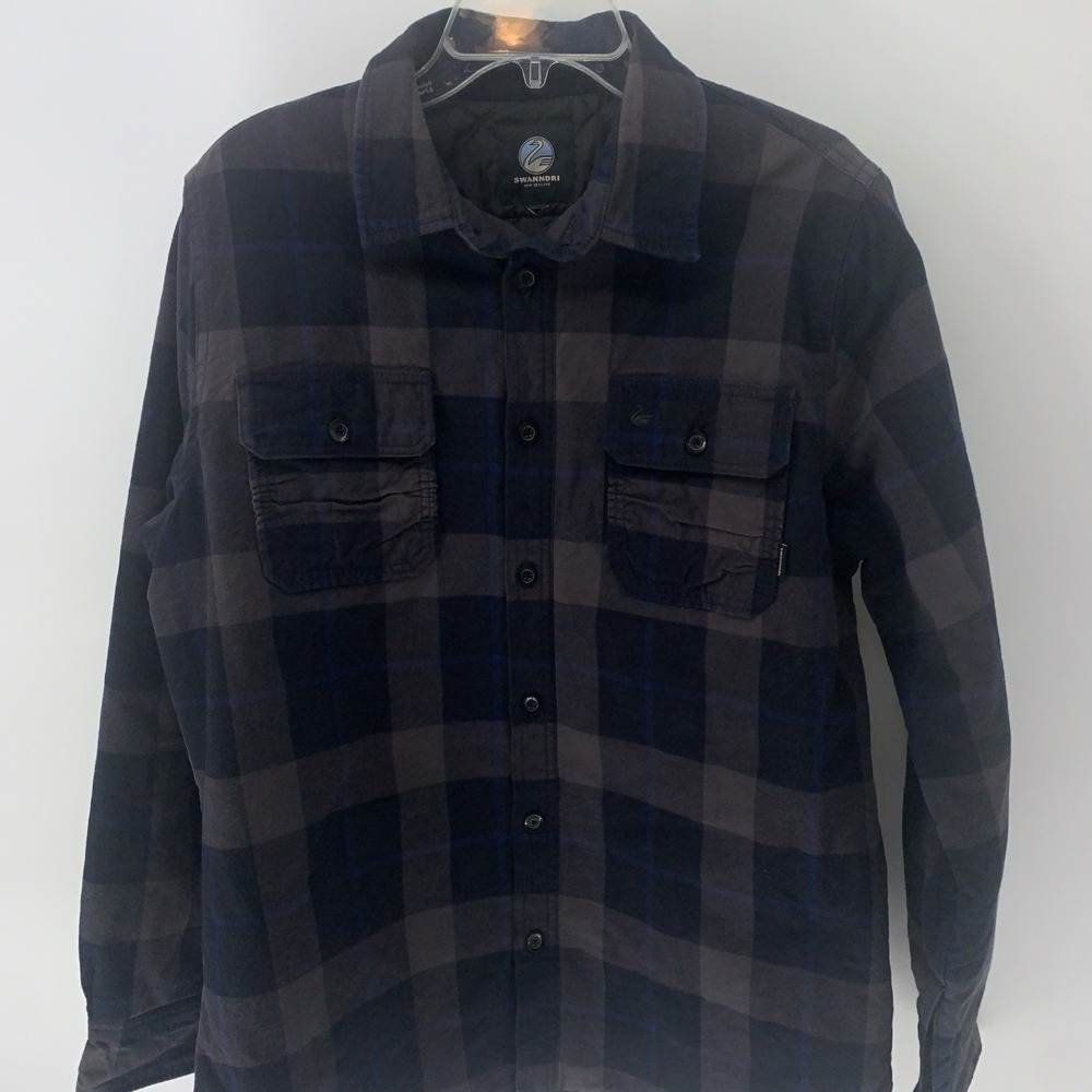 Swanndri Plaid Button Quilted Shacket Mens Large Gray Black Blue New Zealand - Picture 7 of 16